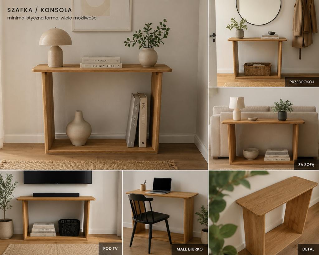 Handgemaakte console tafel van massief eikenhout, Ophalen, Nieuw, Eikenhout