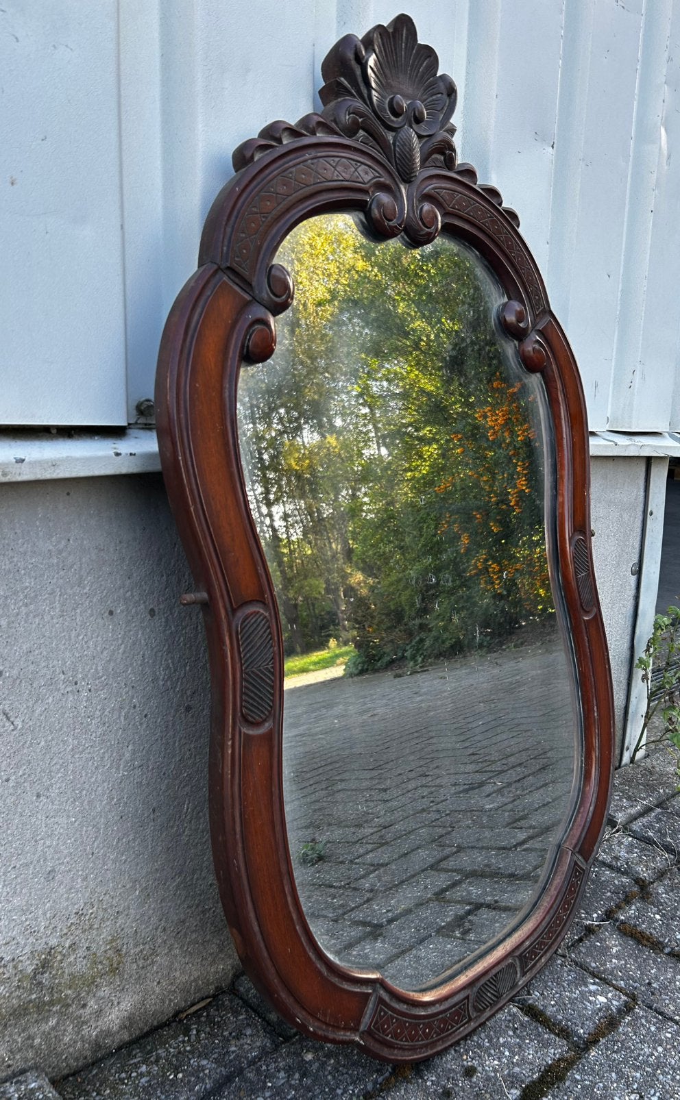 Magnifique miroir en bois richement sculpté, Enlèvement, Ovale, 50 à 100 cm, 100 à 150 cm