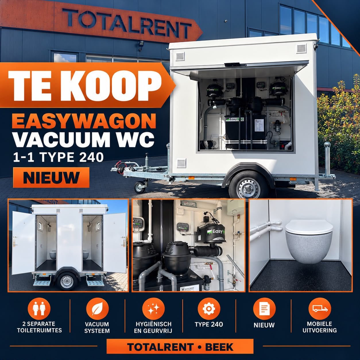 Te koop uit voorraad nieuwe easy vacuum toilet 1-1, Ophalen, Totalwagon, Info@totalwagon.nl, Stirlingstraat 5