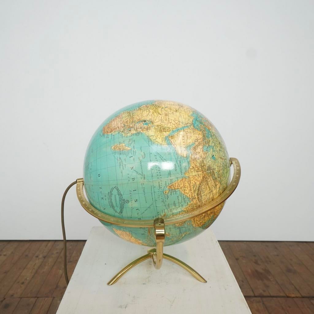 Globe lamp glas & messing, Paul Oestergaard, Ophalen, Glas
