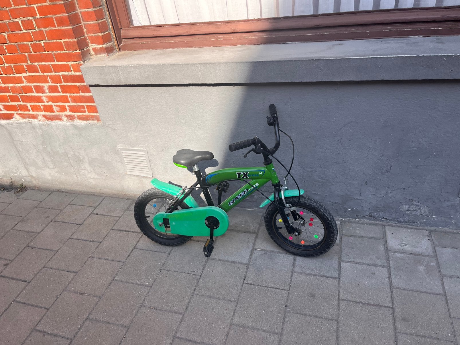 14 inch stoere jongensfiets, Fietsen en Brommers, Fietsen | Kinderfietsjes, Ophalen, Gebruikt, Schijfrem, Minder dan 16 inch