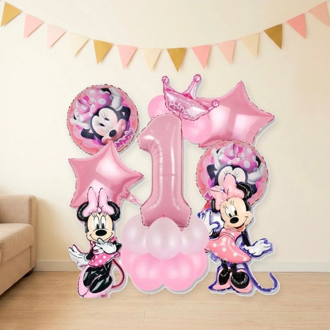 Minnie Mouse Verjaardagsballonnen Set 18 Stuks met Cijferbal, Ophalen of Verzenden, Nieuw