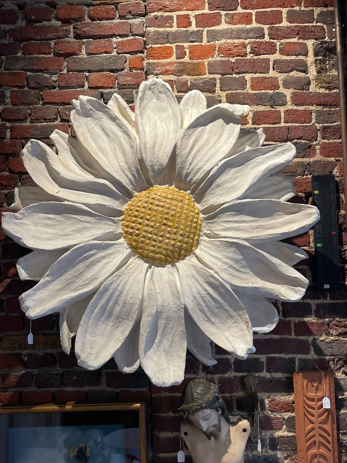 XL Papier Mache Madeliefje Wanddecoratie, Antiek en Kunst, Ophalen of Verzenden
