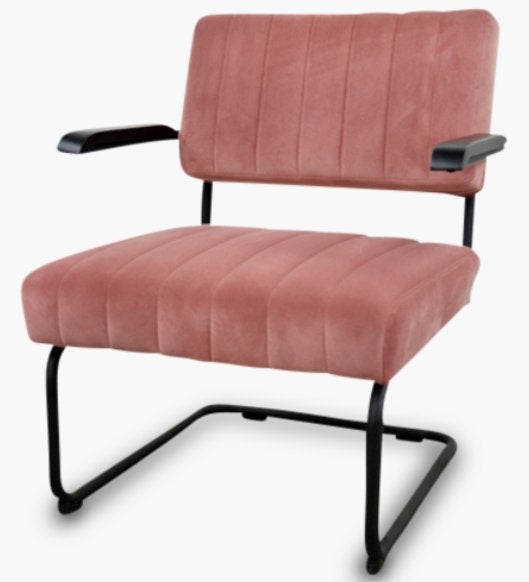Loungefauteuil roze velvet – in perfecte staat, Ophalen, Minder dan 75 cm, Zo goed als nieuw, Metaal