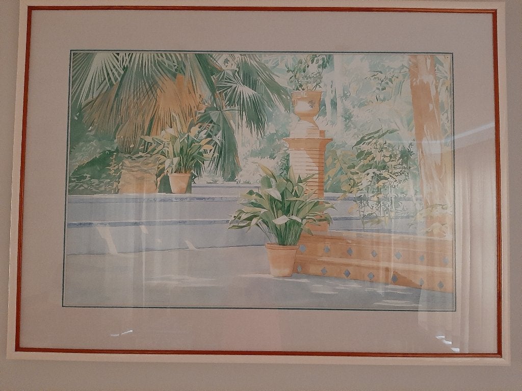 Grote originele aquarel Hans Soenen - Sevilla, Zuid-Spanje, Antiquités & Art, Enlèvement, Sous verre, Aquarelle