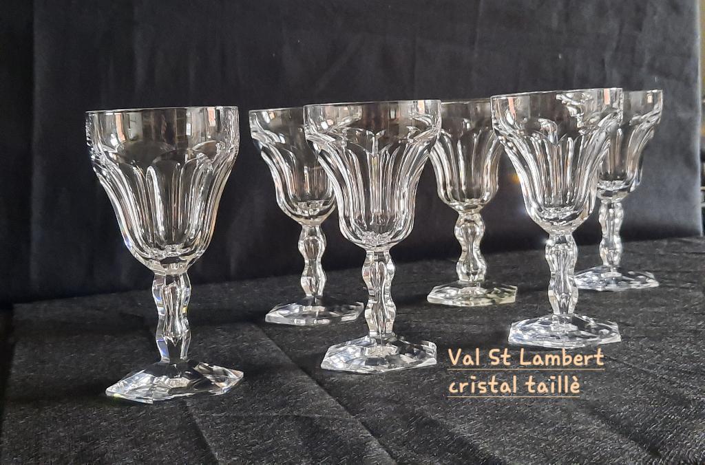 6 kristallen glazen van Val St Lambert, Lalaing 13 cm., Ophalen of Verzenden