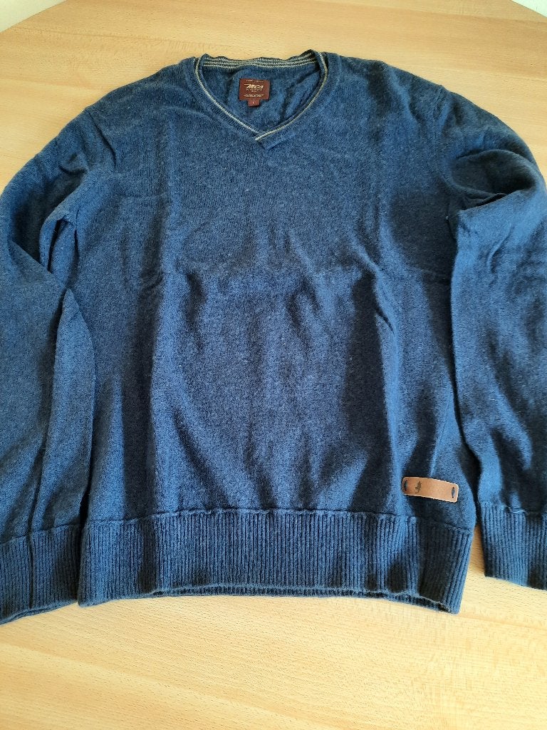 pull à col en V mcs, Enlèvement ou Envoi, Taille 52/54 (L), Porté, Bleu