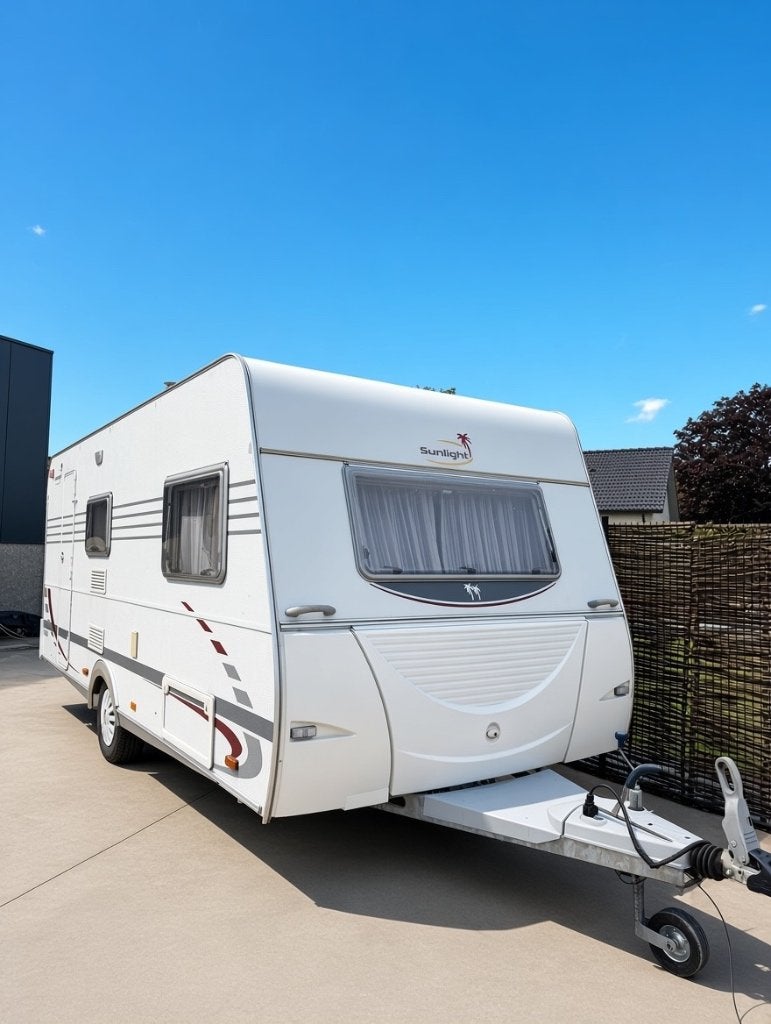 Prachtige, goed onderhouden Sunlight 495 KMFE caravan, Caravans en Kamperen, Sunlight, Treinzit, Tot en met 6, Schokbreker
