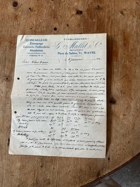 lettre Quincaillerie Wavre G. Mallit & C 1932, Enlèvement ou Envoi, Autres types