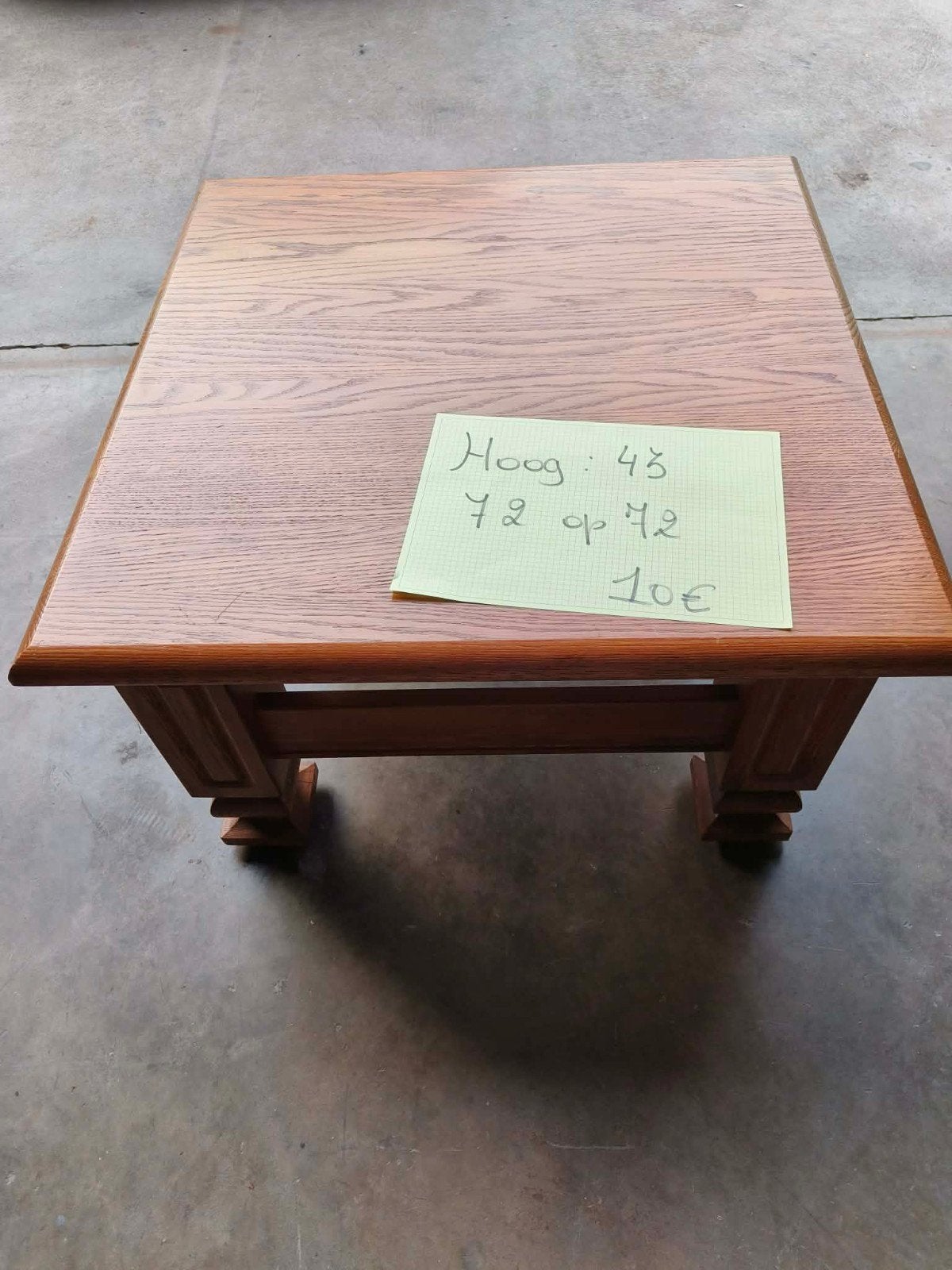 Vierkante salontafel, Ophalen