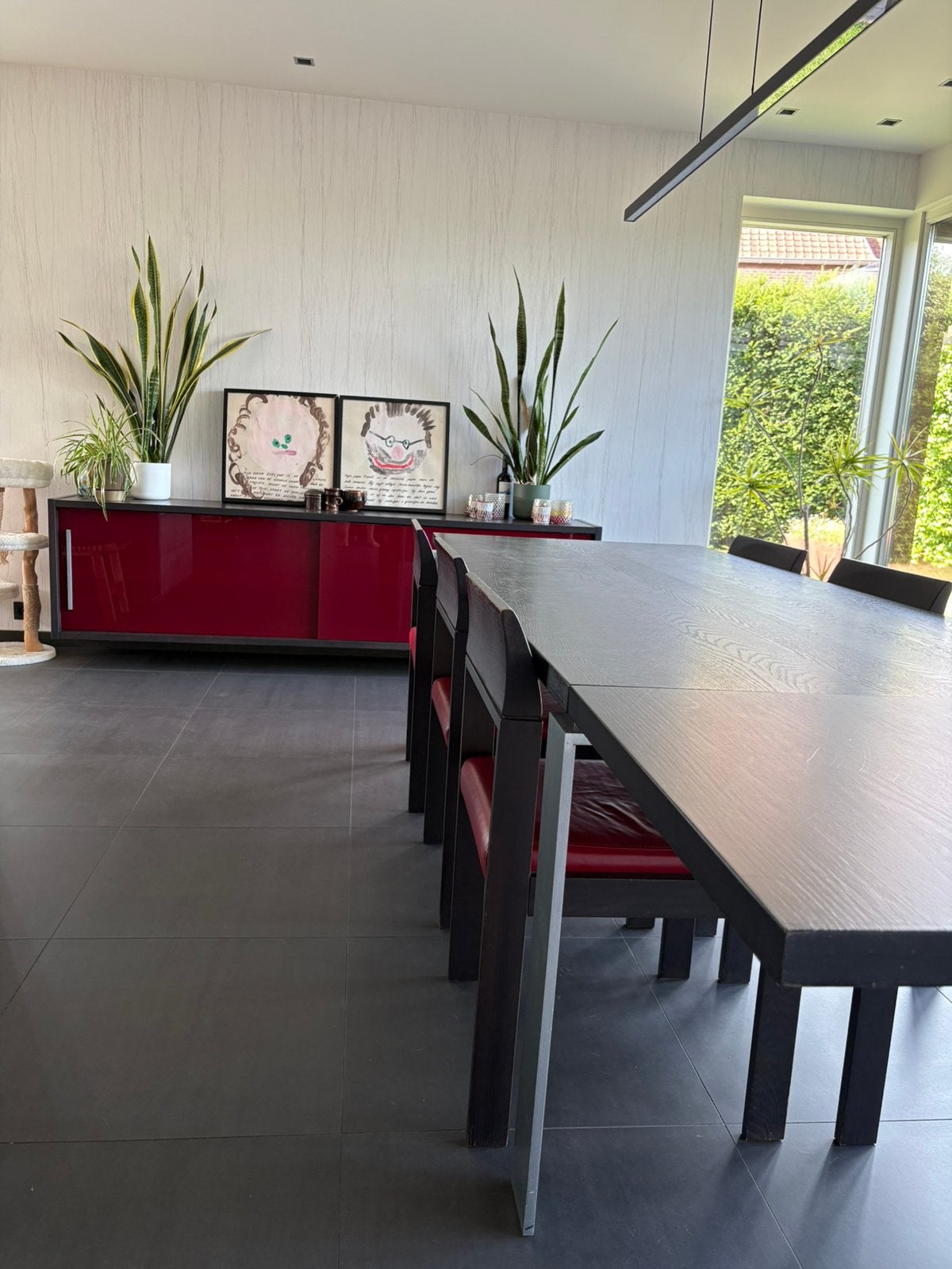 Dressoir - tafel + stoelen (6) - tv-kast, Ophalen, Gebruikt, Vijf personen of meer, Rechthoekig