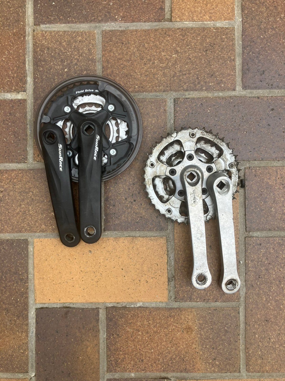 Cranksets 170mm Triple, Crankstel of Pedalen, Gebruikt, Staal, Ophalen of Verzenden