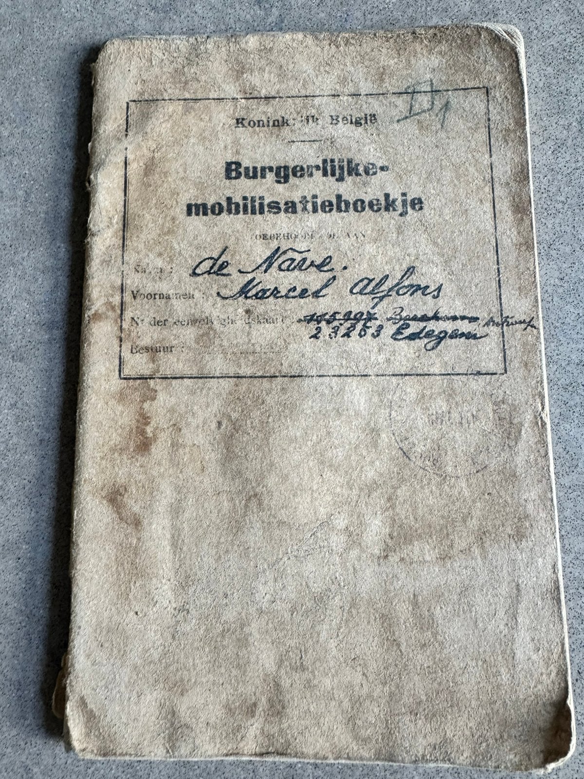 ABL Burgelijke mobilisatieboekje, Verzamelen, Militaria | Tweede Wereldoorlog, Landmacht, Boek of Tijdschrift, Ophalen of Verzenden