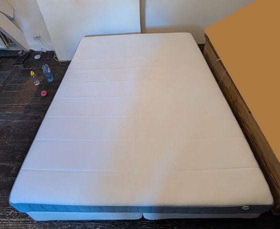 Ikea - BED - matrassenbodem + matras, Huis en Inrichting, Ophalen, Gebruikt, Wit, Tweepersoons