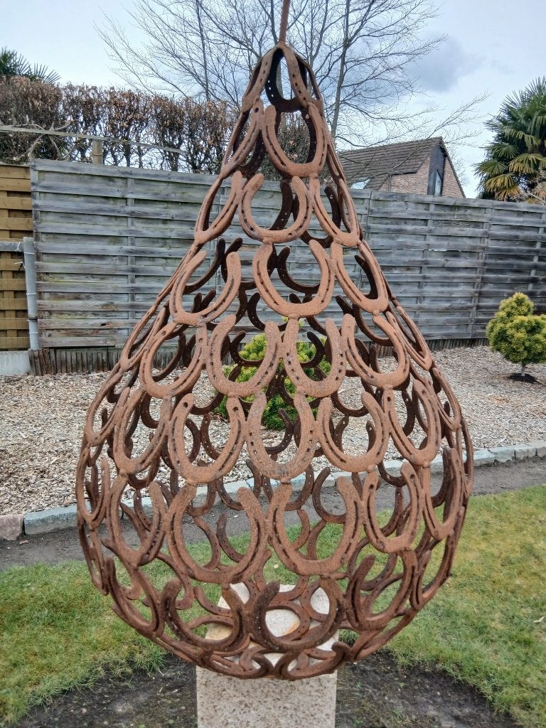 tuinbeeld & 3 xxxl appel & 3 xxxl peer & 3 xxxl dubbel kers, Tuin en Terras, Ophalen, Nieuw, Metaal, Abstract beeld