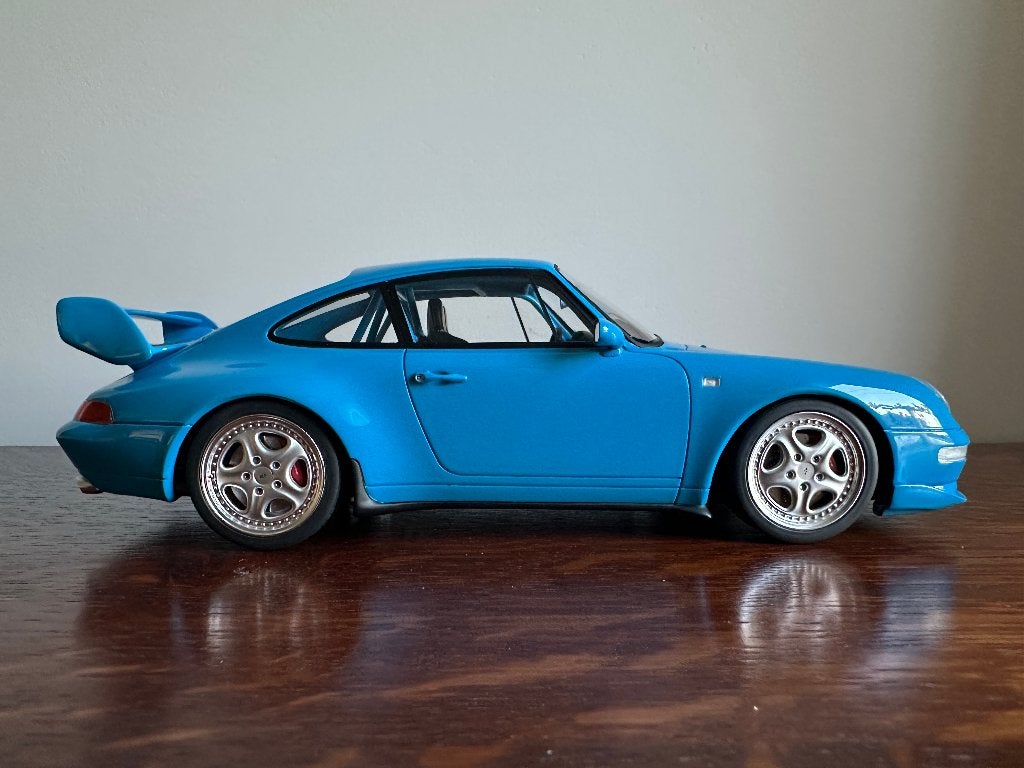 porsche 993 rs 1:18 blauw gt spirit, Ophalen of Verzenden, Nieuw, Auto