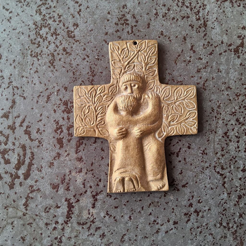 Modern bronzen kruisje durchdringe Gott, Verzamelen, Ophalen of Verzenden, Zo goed als nieuw, Beeld(je), Christendom | Katholiek