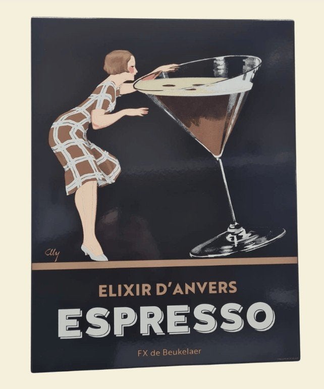 Elixir d'Anvers Espresso x Emaillerie Belge, Verzamelen, Merken en Reclamevoorwerpen, Ophalen, Nieuw, Reclamebord