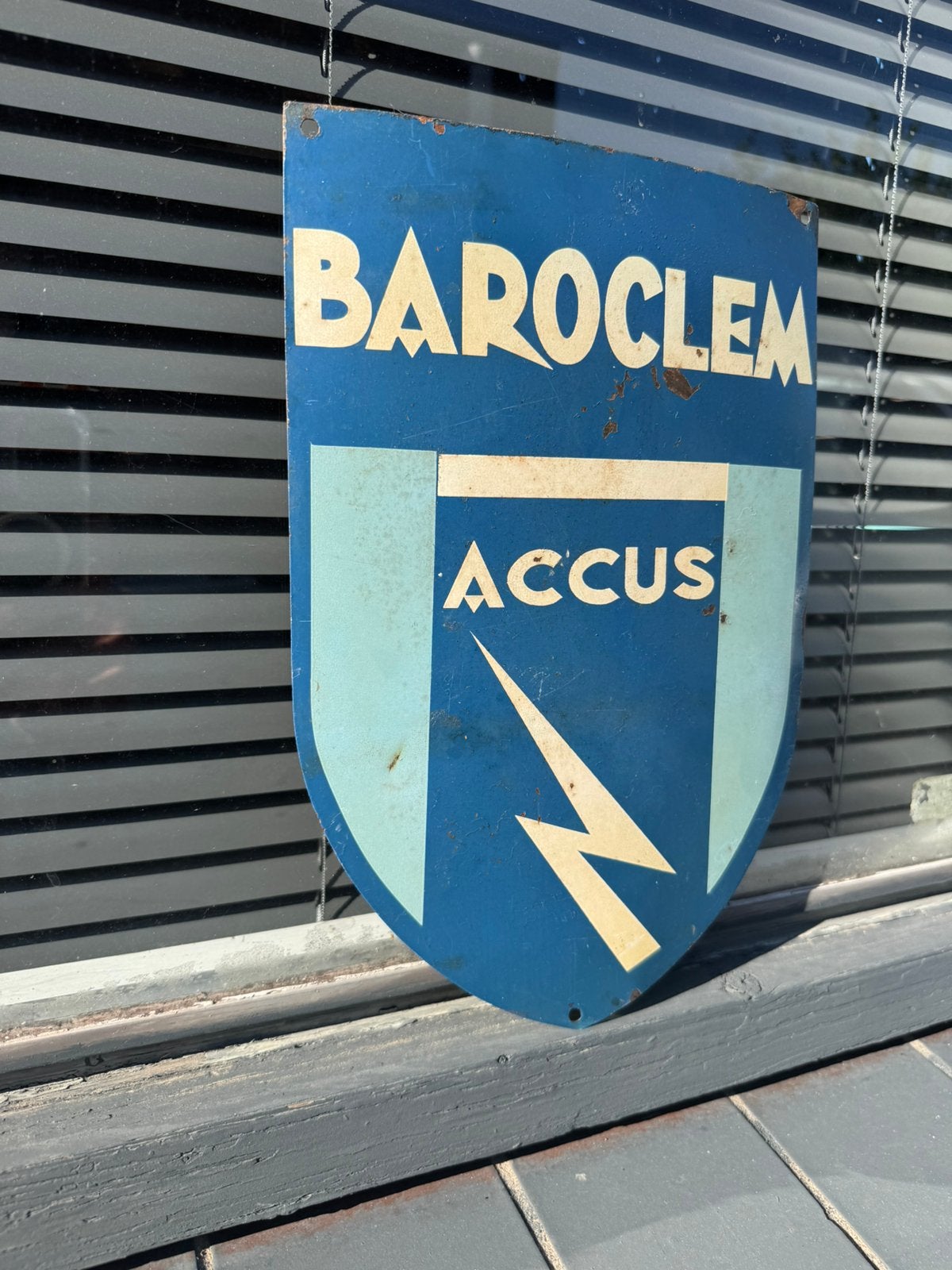 BAROCLEM Accus oud reclamebord, Ophalen of Verzenden, Gebruikt, Reclamebord