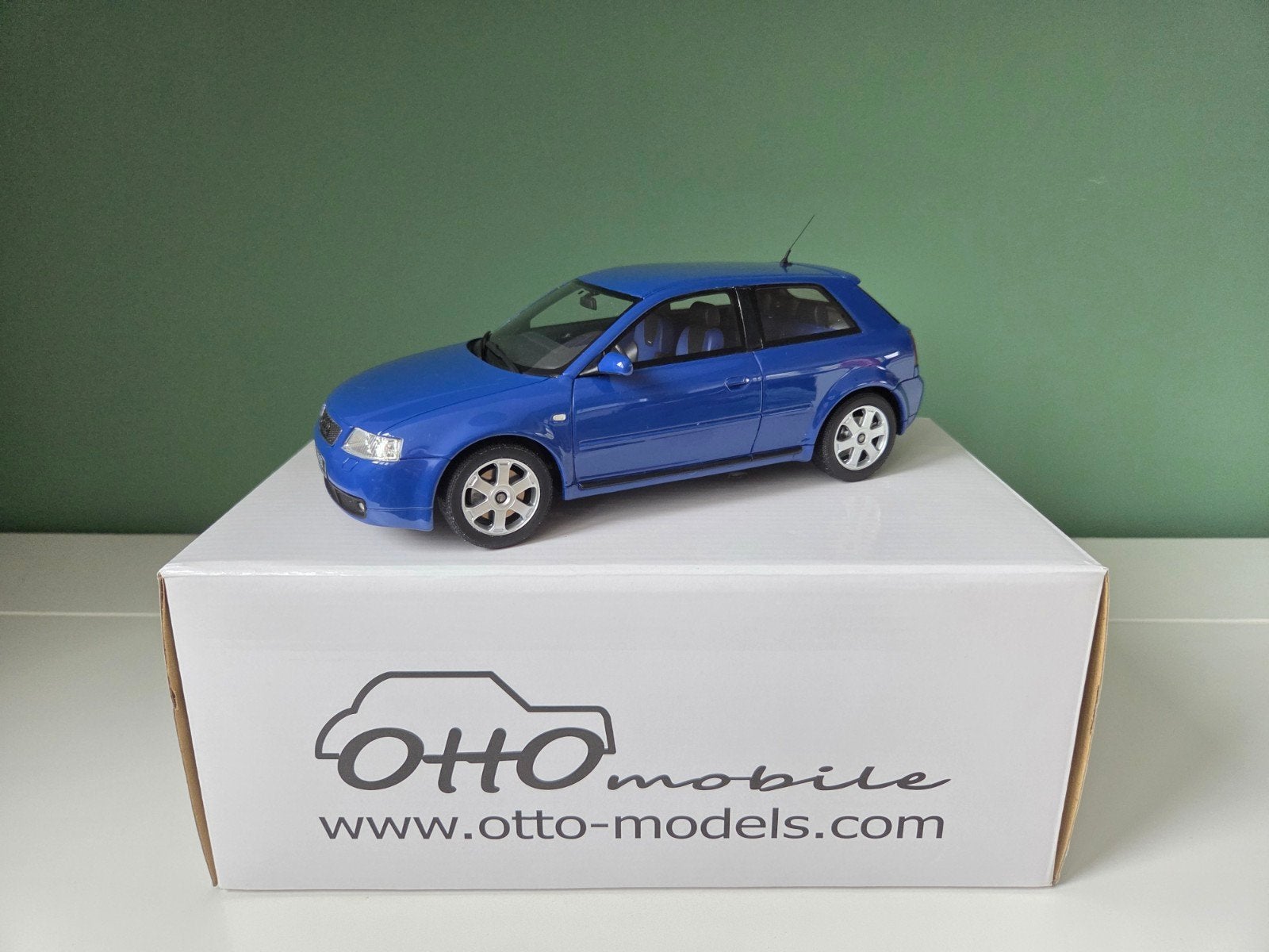 Otto Mobile 1:18 Audi S3 Facelift Bleu Nogaro 2002 (OT099), Hobby en Vrije tijd, Ophalen of Verzenden, Zo goed als nieuw, Auto