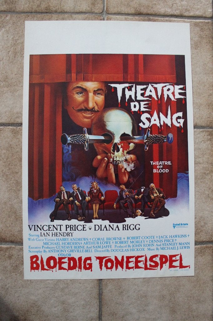 filmaffiche Theatre Of Blood 1973 Vincent Price filmposter, Verzamelen, Posters, Rechthoekig Staand, Ophalen of Verzenden, Zo goed als nieuw