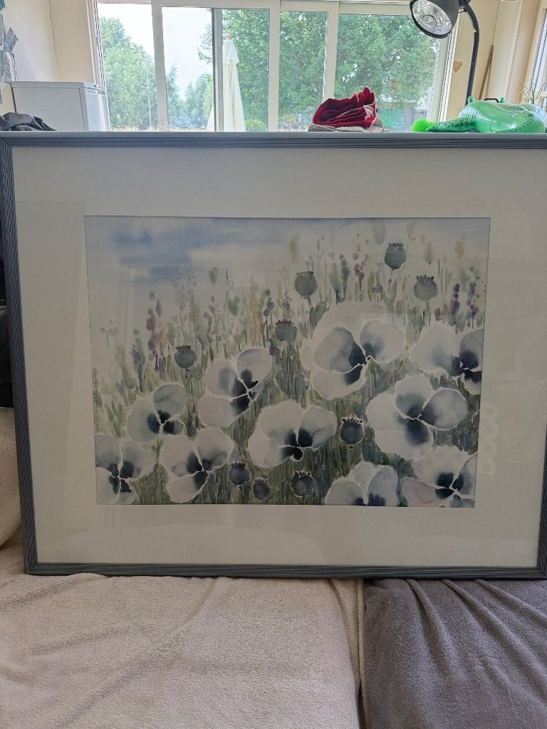 Poppies - Nelly van Nieuwenhuijzen 1991 Aquarel gesigneerd, Ophalen, Gesigneerd, Aquarel, Bloemen