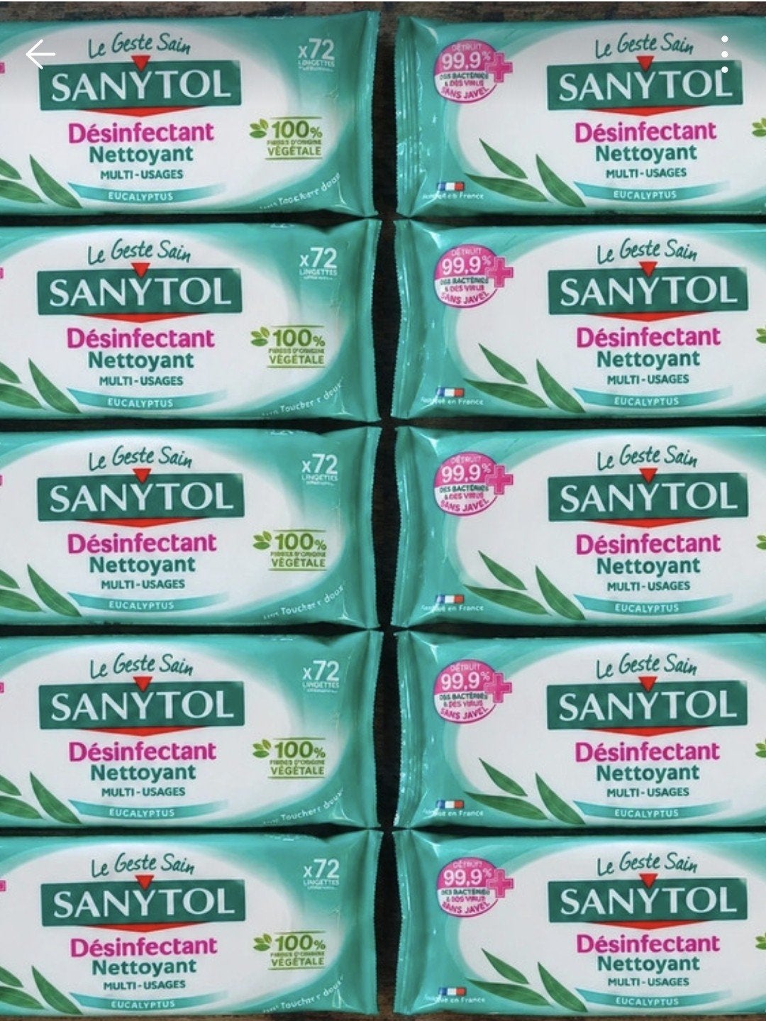 lot de 10 paquets lingettes Sanytol, Maison & Meubles, Envoi