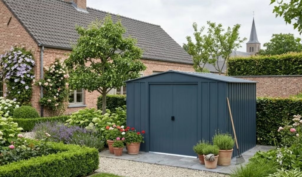 Metalen Tuinhuis 9,3 m² |, Ophalen, Gebruikt, Tuinhuis