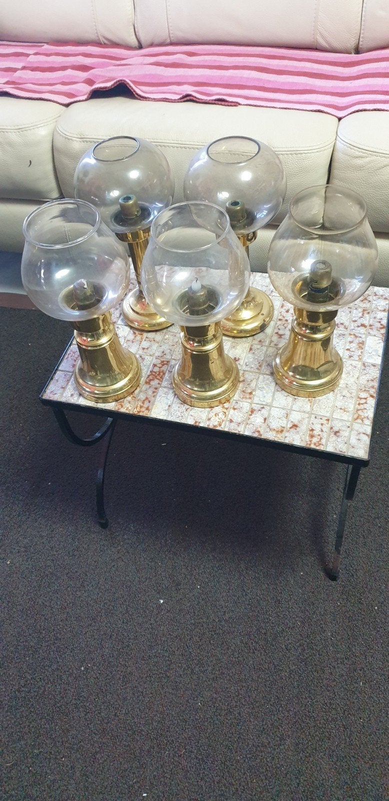 vintage messing kaarslamp, Antiek en Kunst, Ophalen