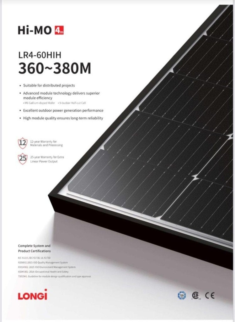 Panneau photovoltaique Longi 385W / ET Solar 285W (occasion), Enlèvement ou Envoi, Neuf, Autres types