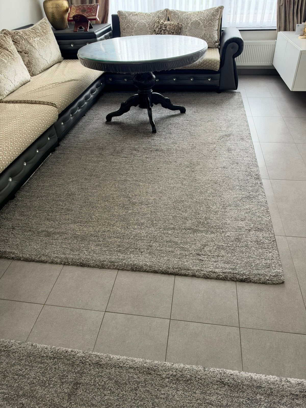 2 tapis gris 100 % laine, Enlèvement, Utilisé