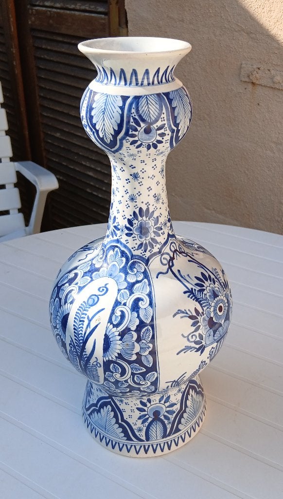 Grand vase double bulbe en faïence de Delft, Antiquités & Art, Enlèvement