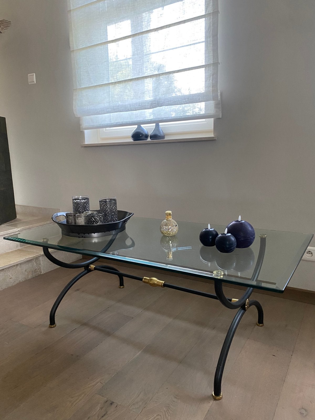 Salon en bijzettafel glas, Huis en Inrichting, Tafels | Salontafels, Ophalen, Gebruikt, 100 tot 150 cm, Glas