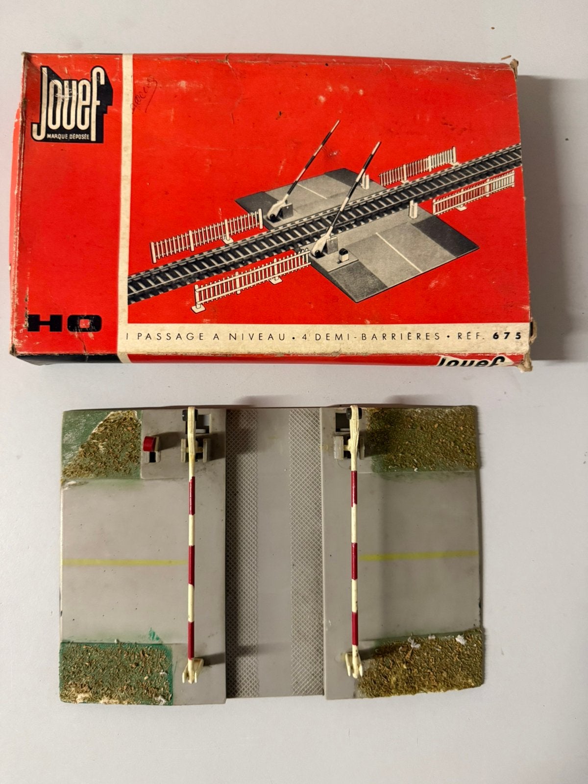 Jouef Ref. 675 —Passage à niveau d'époque  4 demi-barrières, Enlèvement ou Envoi, Utilisé, Pont, Tunnel ou Bâtiment, Jouef