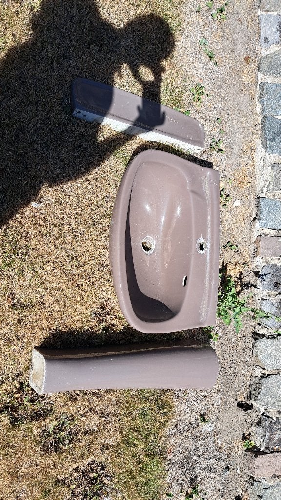 Lavabo vintage des années 70 sur pied, Enlèvement, Utilisé, Pierre, Lavabo