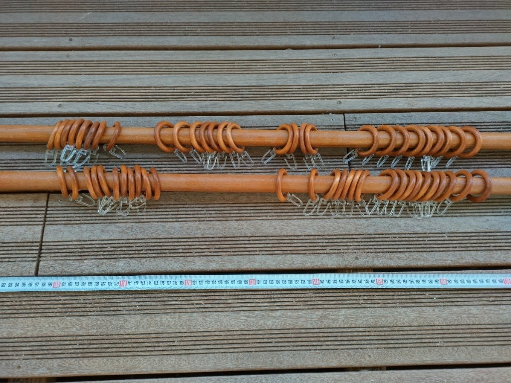 Ensemble tringles à rideaux deux mètres merisier 35 et 28 mm, Maison & Meubles, Neuf, Autres marques, Enlèvement ou Envoi, Double rideau