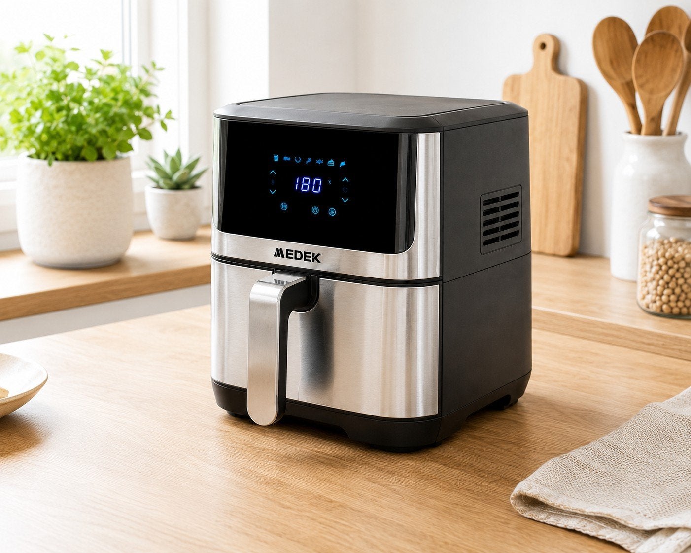 MEDEK Airfryer 8L – Digitale Heteluchtfriteuse – Als Nieuw, Ophalen, Refurbished, Airfryer, 1500 gram of meer