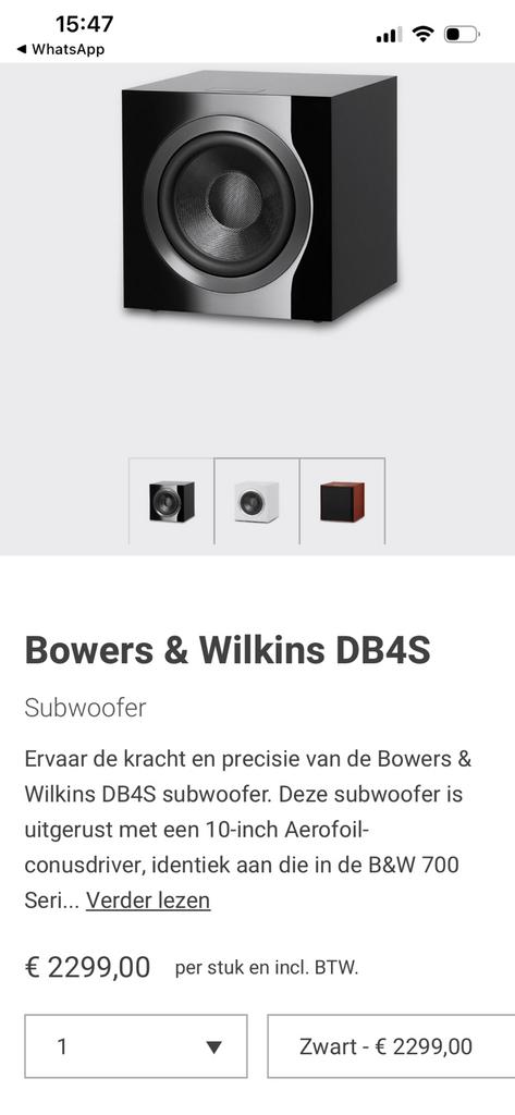 Bowers & wilkins subwoofer, Ophalen, Subwoofer, Nieuw, Bowers & Wilkins (B&W)