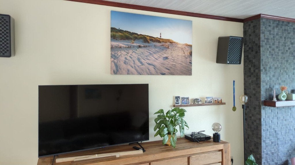 canvas kader: strand met vuurtoren, Ophalen, Landschap
