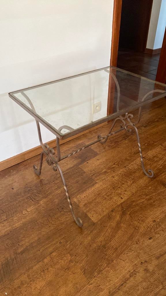 Table d’appoint en fer forgé et verre, Maison & Meubles, Moins de 50 cm, 50 à 100 cm, Verre, Enlèvement