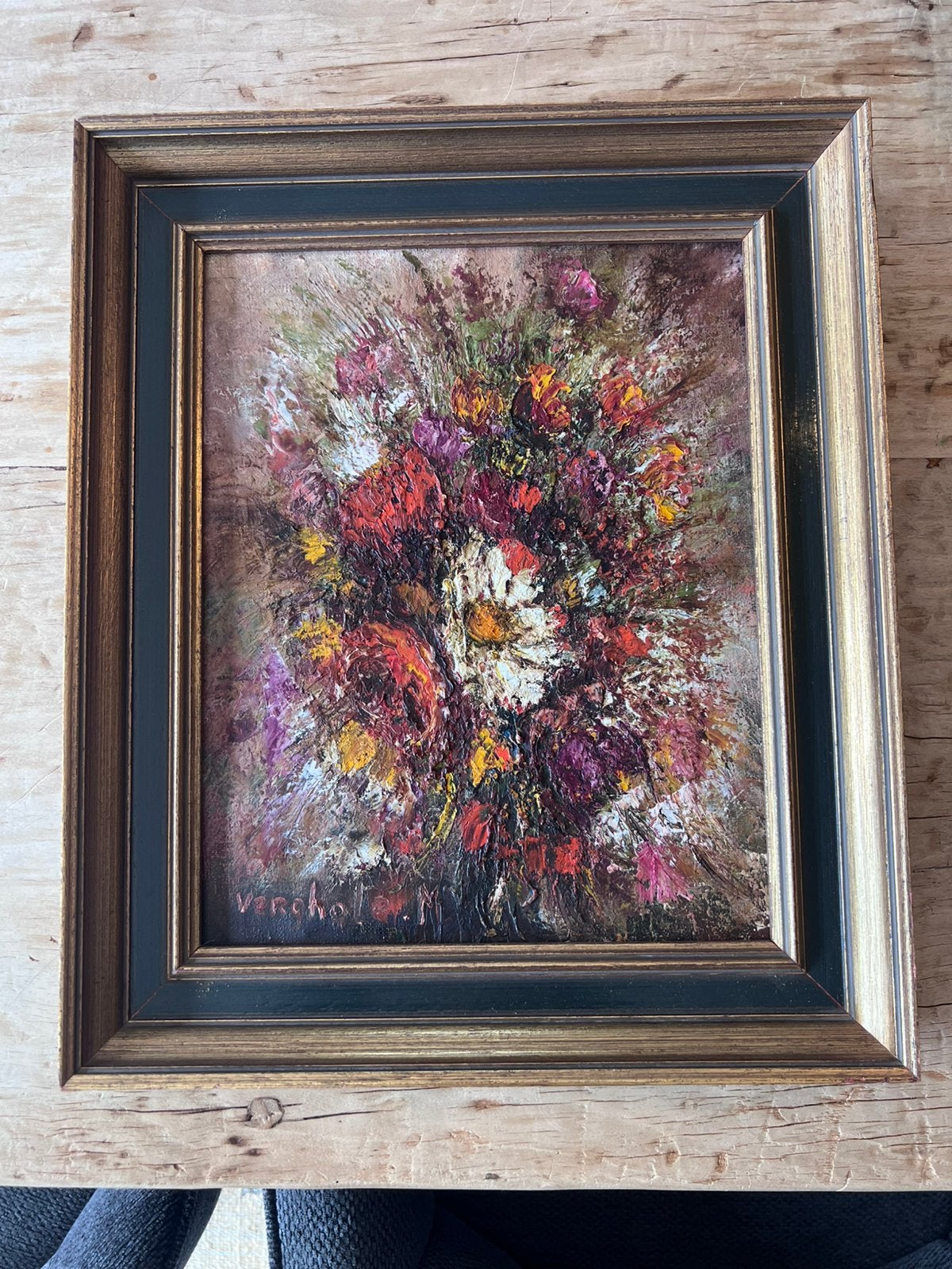 Schilderij Bloemen - Verghote Michel, Antiquités & Art, Enlèvement, Fleurs
