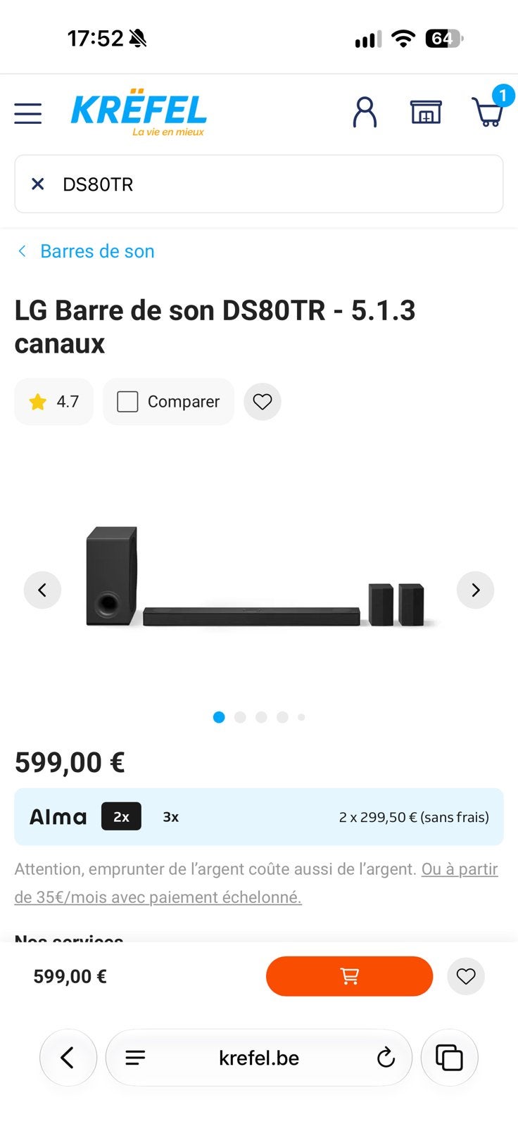 LG - home cinema DS80TR, TV, Hi-fi & Vidéo, Enlèvement, Comme neuf