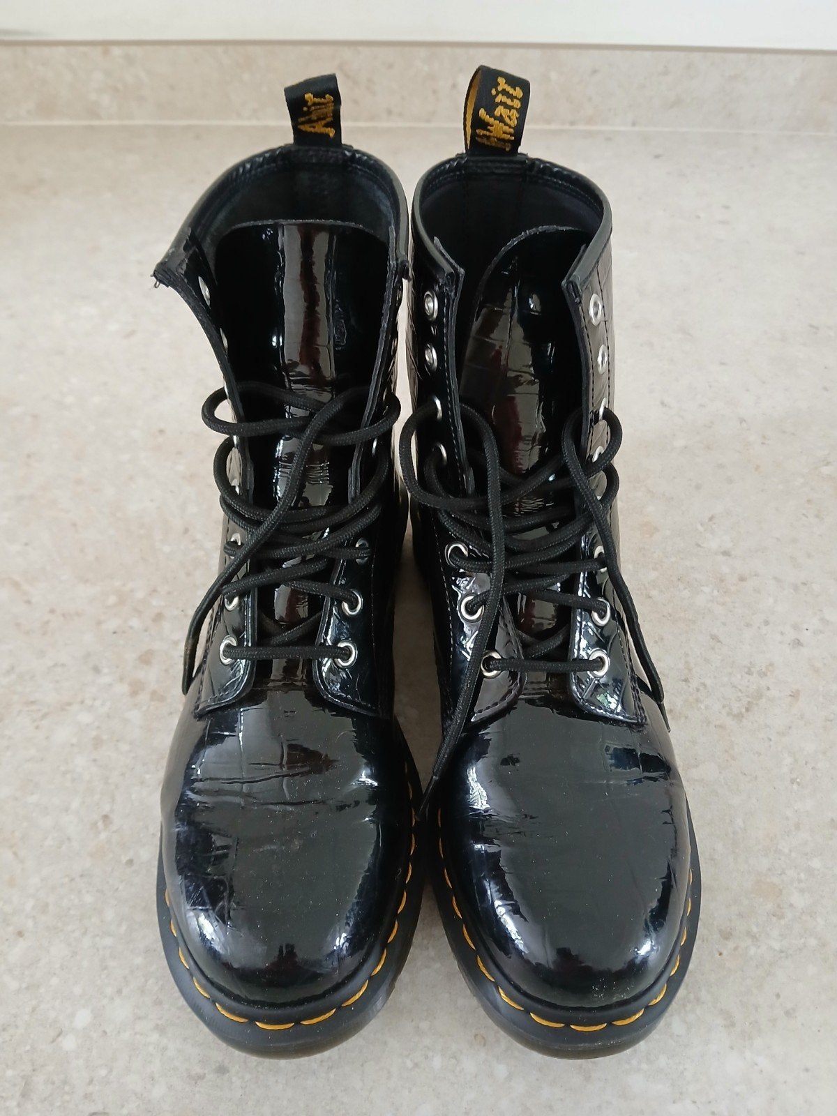 Dr. Martens 1460 W Patent Croco / Lakleer Krokodillenprint -, Enlèvement, Noir