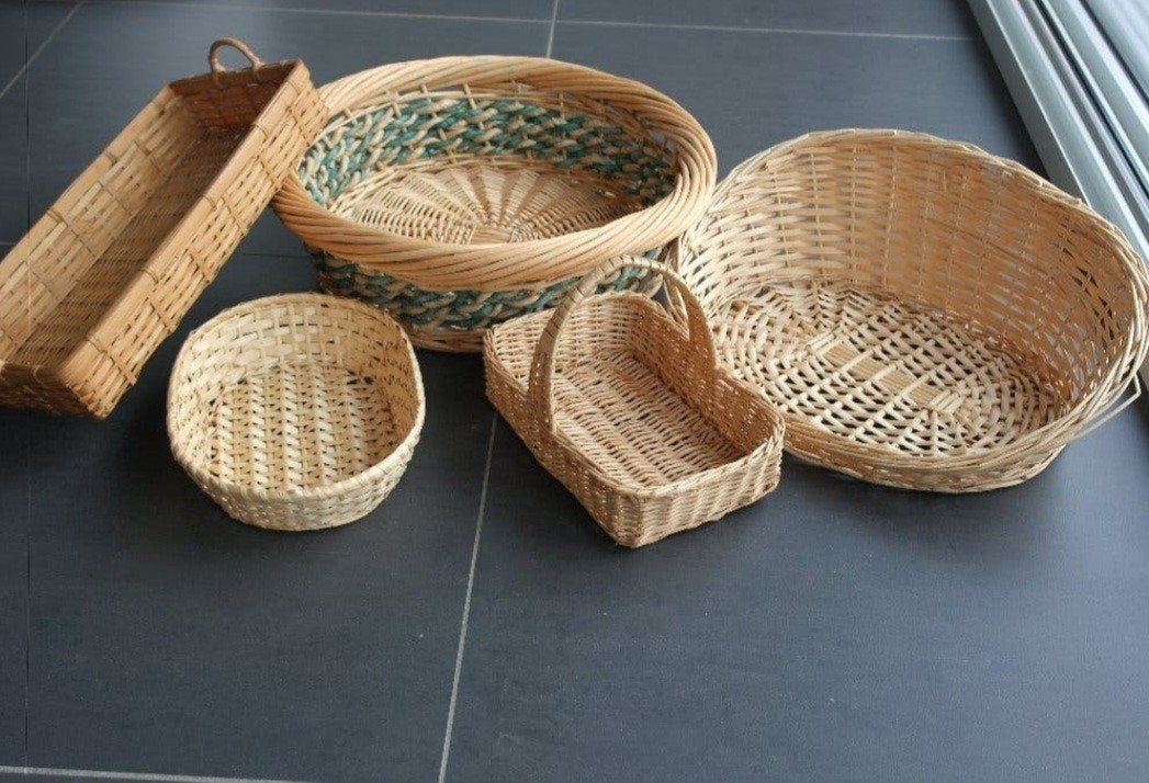 set van 5 rieten manden, Huis en Inrichting, Ophalen, Zo goed als nieuw, Riet, Mand