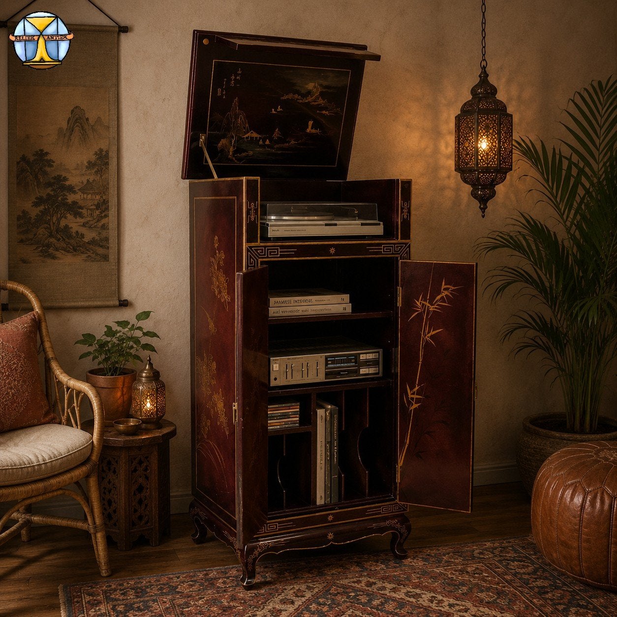 Armoire pour tourne-disque chinois vintage/étui en vinyle as, Antiquités & Art, Antiquités | Meubles | Armoires, Enlèvement ou Envoi