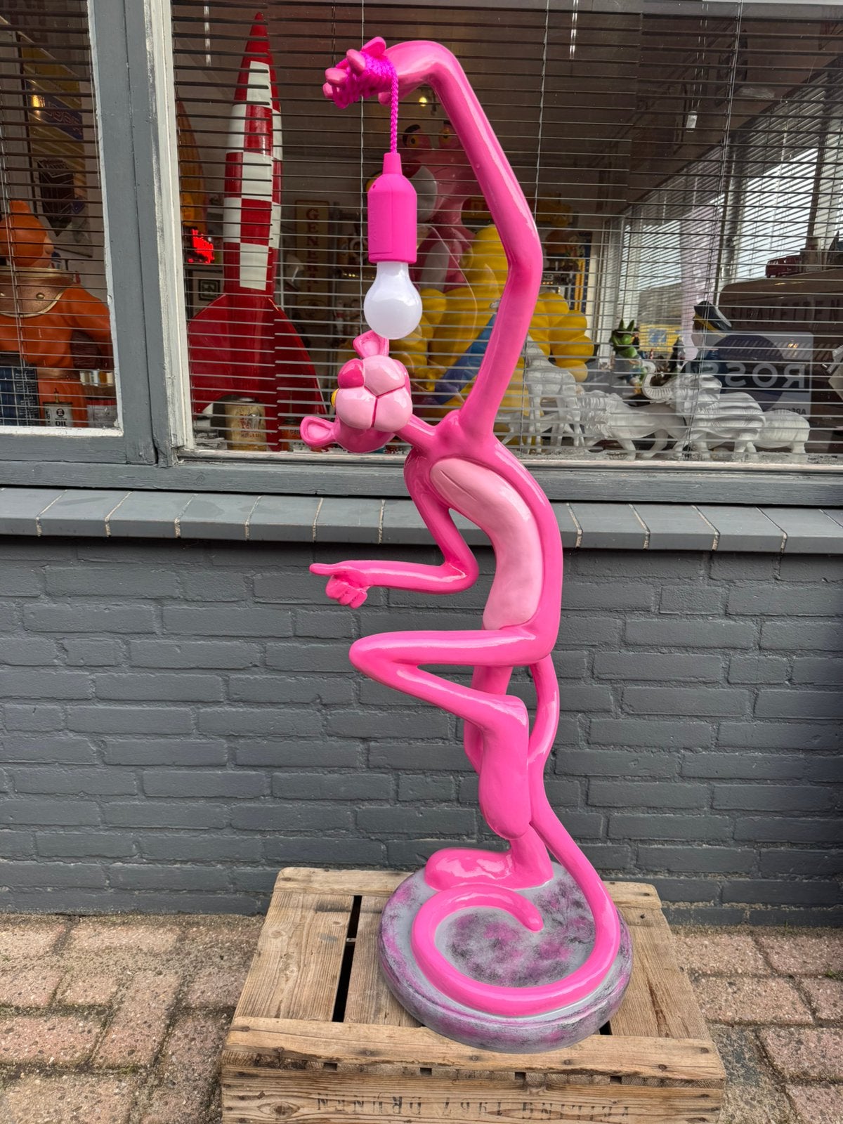 Roze Pink Panter decoratie beeld / Lamp, Ophalen, Gebruikt, Dier