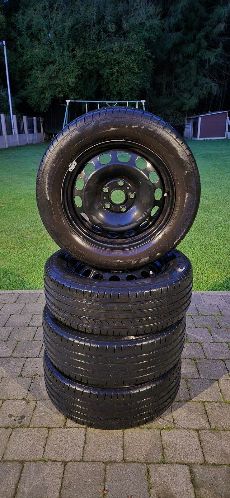 4 Jantes tôle VW 16" (5x112) + Pneus 205/60 R16, 16 pouces, Pneus été, Pneu(s), Enlèvement