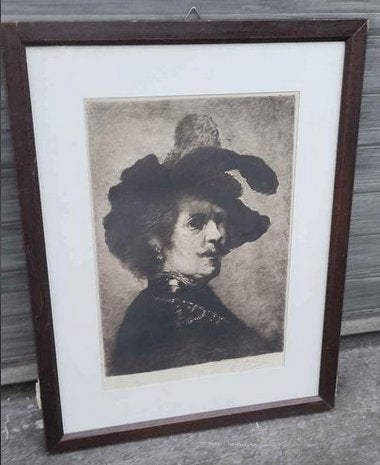 Gravure homme signe jules postel, Antiquités & Art, Enlèvement ou Envoi, Gravure