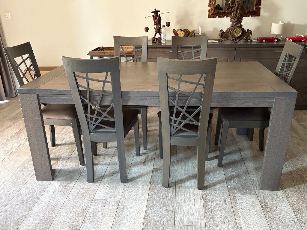 Volledige eetkamer te koop, Ophalen, Gebruikt, 6 tot 8 stoelen