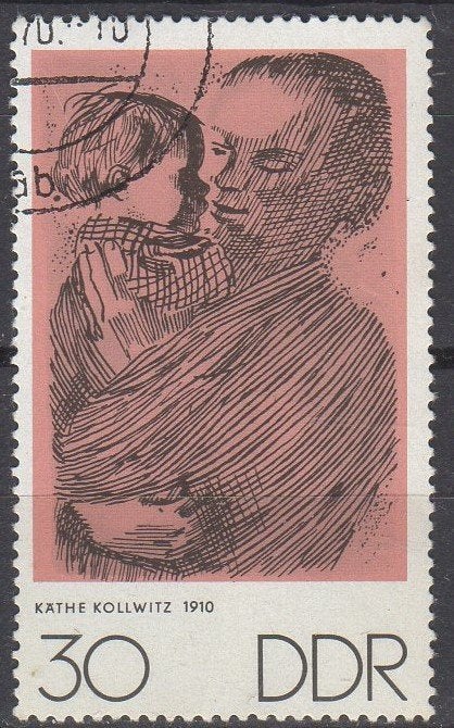 DDR - "Moeder en kind" - Käthe Kollwitz - 1970, Ophalen of Verzenden, DDR, Gestempeld
